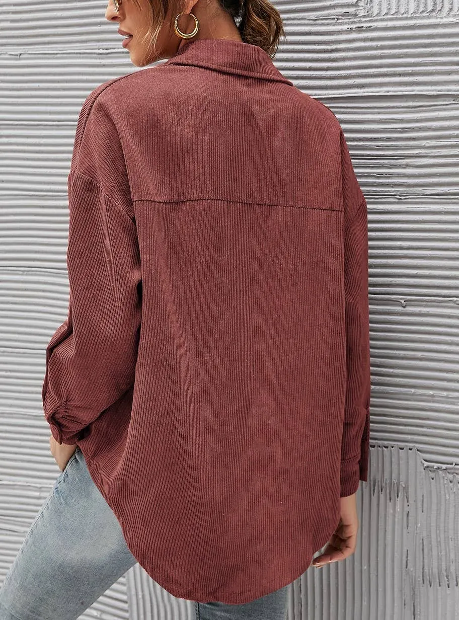 Corduroy Oversized Solid Shacket