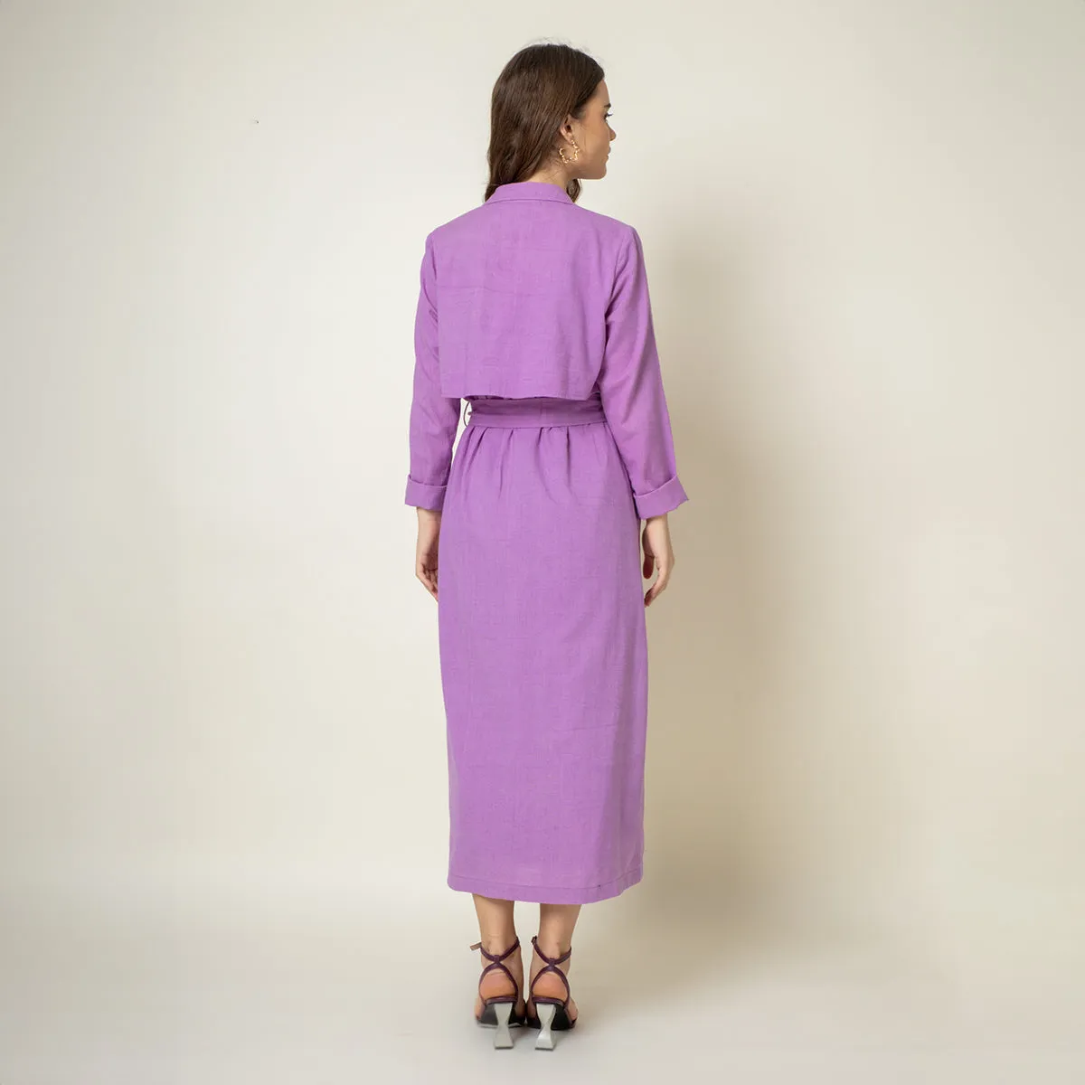 Cotton Trench Coat | Collared | Purple