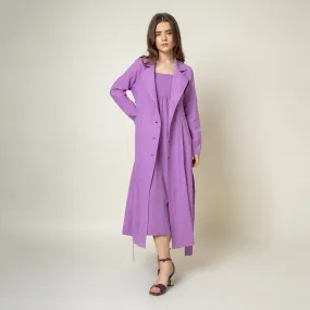 Cotton Trench Coat | Collared | Purple