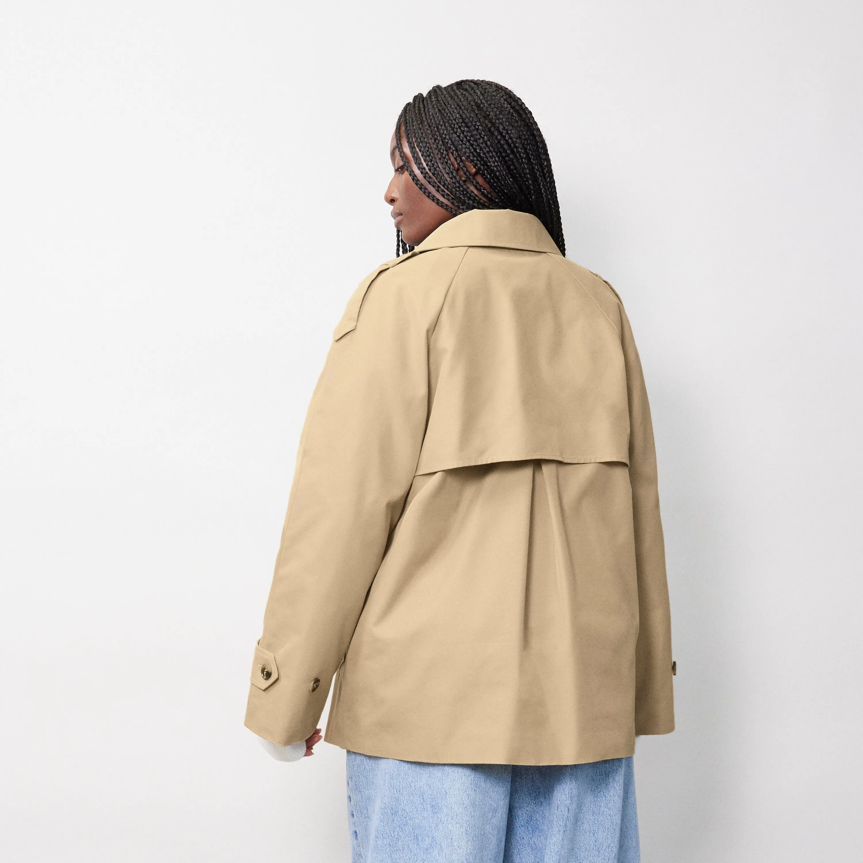 Cropped Double Breasted Trench Coat