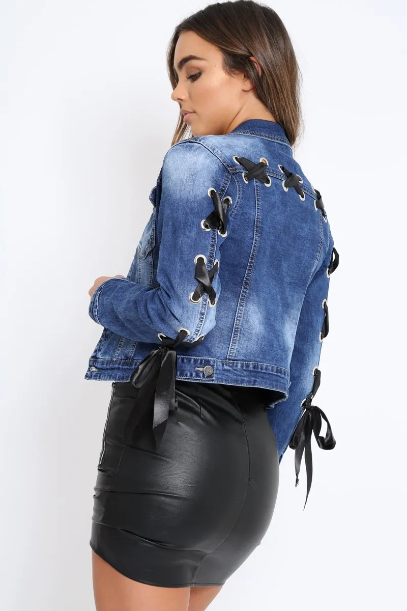 Dark Denim Lace Back Jacket - Kiera