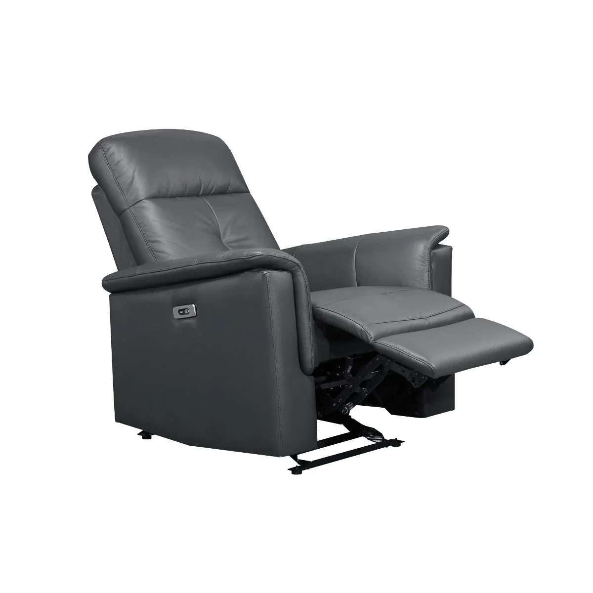 Dark Grey Power Glider Recliner with USB Charging - Leather Match