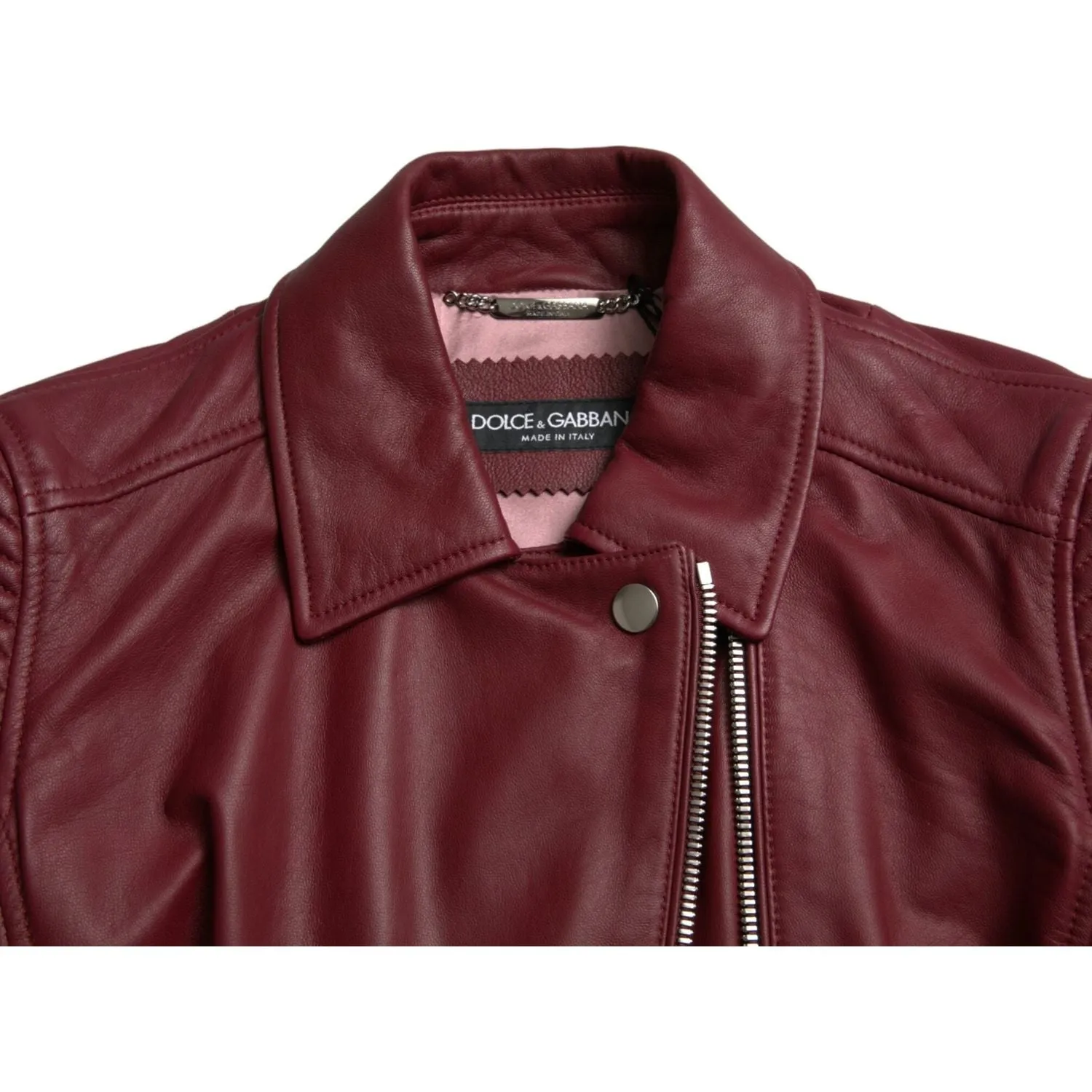 Dolce & Gabbana Bordeaux Biker Leather Jacket