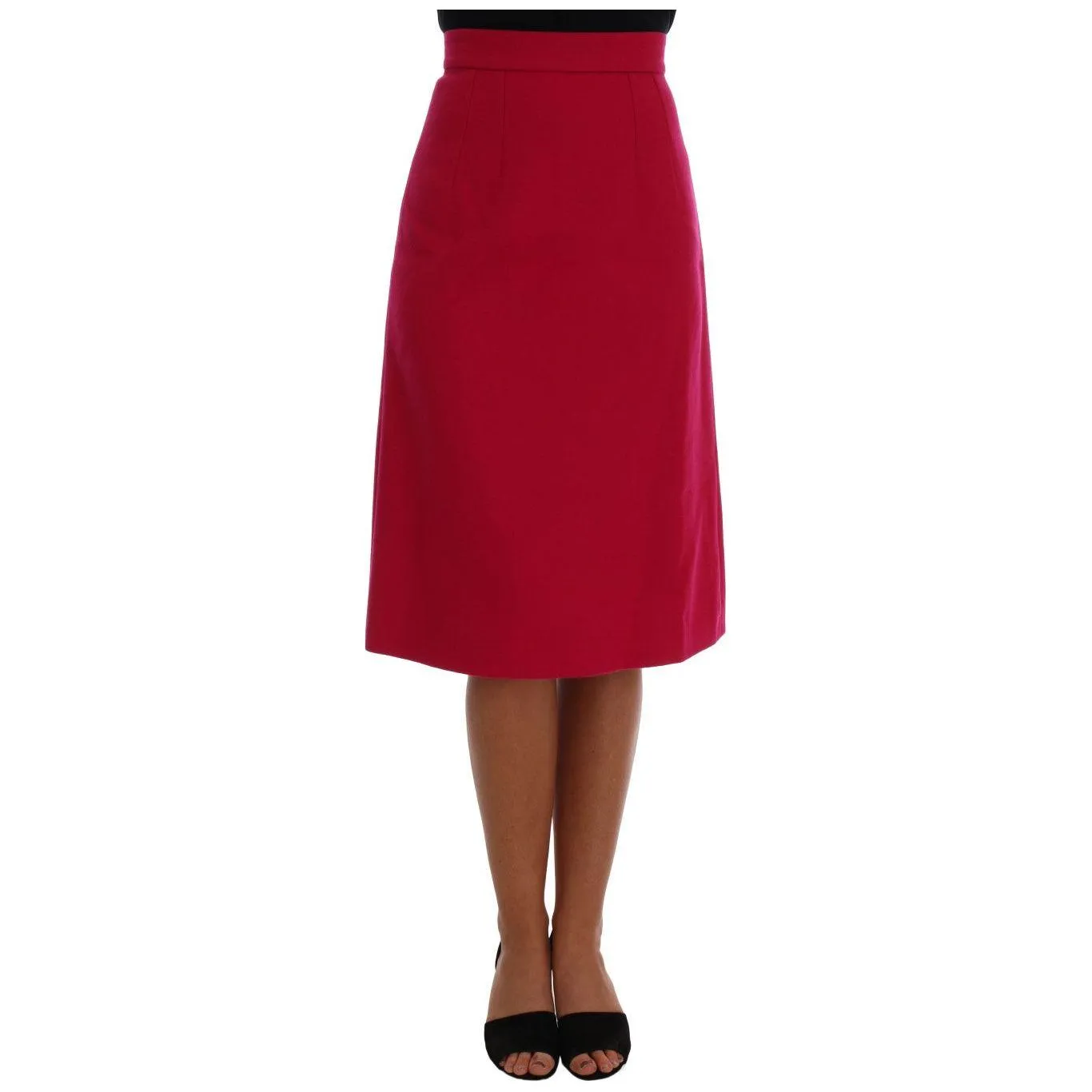 Dolce & Gabbana Elegant Pink Wool A-Line Knee-Length Skirt