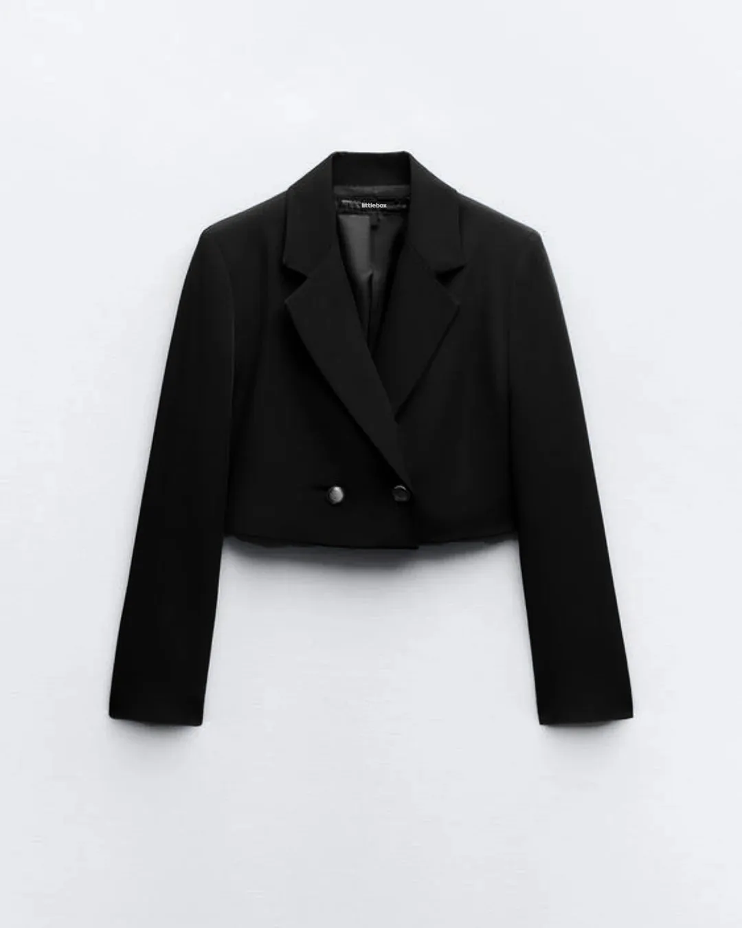 Double-Breasted Front Buttoned Blazer & Pleated Elegant Style Culottes In Black