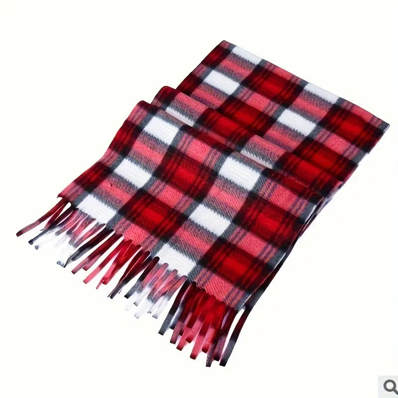 Double-sided Flannel Plaid Scarf For Men And Women, Perfect For Autumn And Winter Seasons