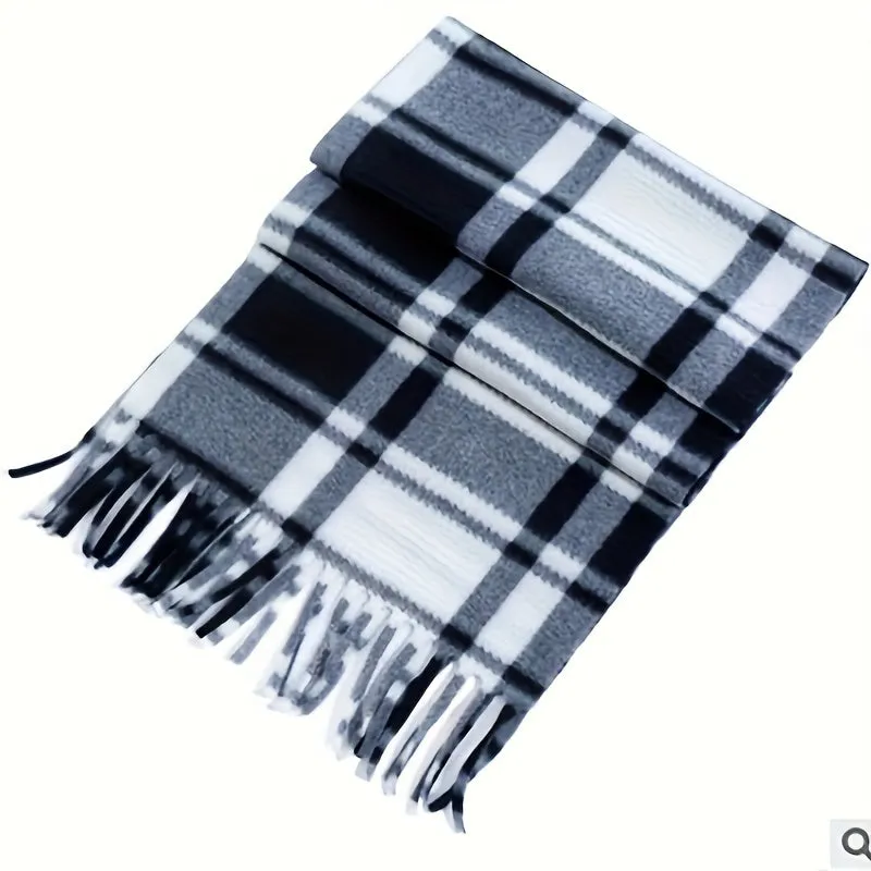 Double-sided Flannel Plaid Scarf For Men And Women, Perfect For Autumn And Winter Seasons