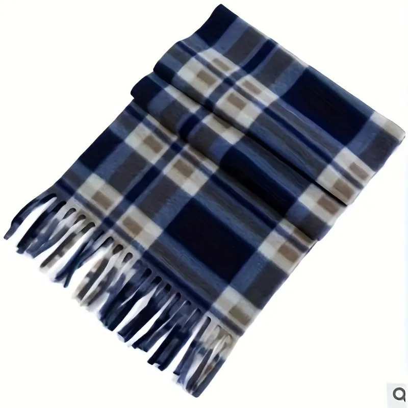 Double-sided Flannel Plaid Scarf For Men And Women, Perfect For Autumn And Winter Seasons