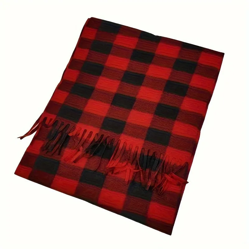 Double-sided Flannel Plaid Scarf For Men And Women, Perfect For Autumn And Winter Seasons