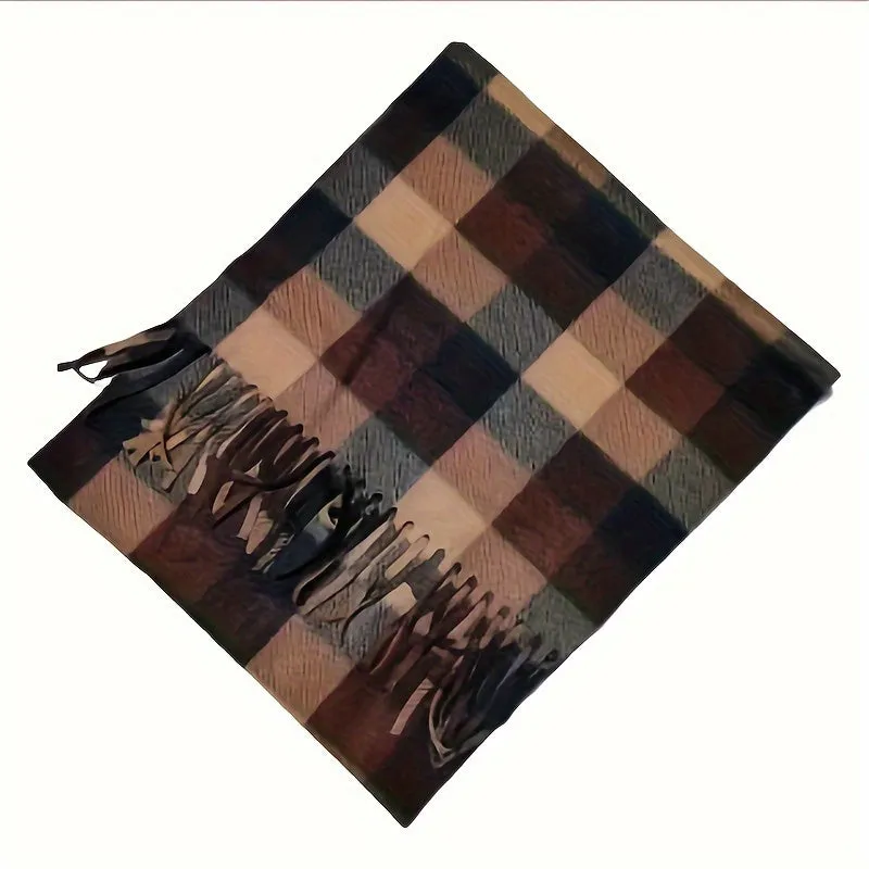 Double-sided Flannel Plaid Scarf For Men And Women, Perfect For Autumn And Winter Seasons