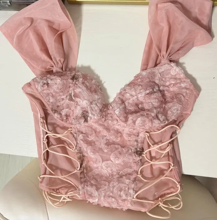 Dreamy Pink Petal Bustier Top