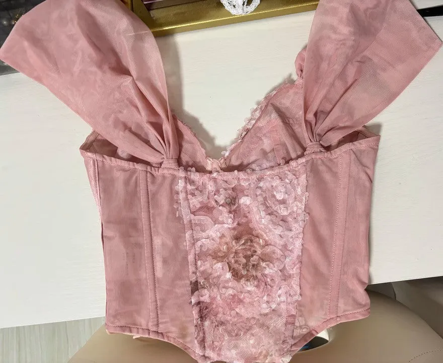 Dreamy Pink Petal Bustier Top