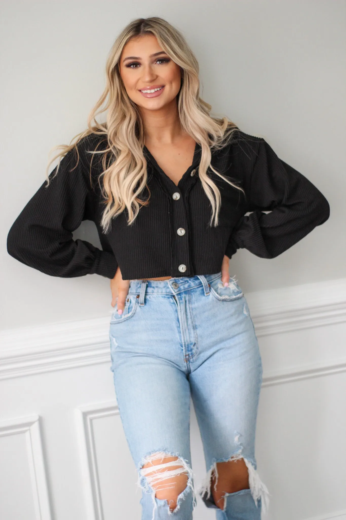 Effortless Looks Cropped Button Up Shirt