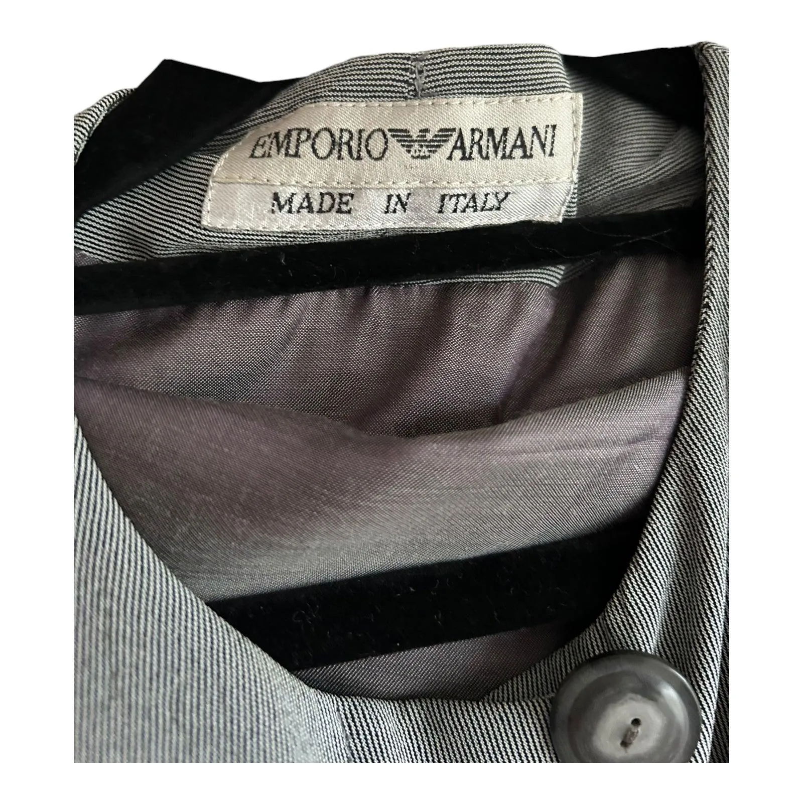 Emporio Armani Collarless Grey Long Jacket UK Size 10