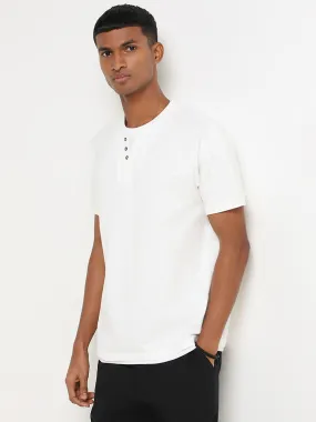 ETA Off-White Henley Cotton Blend Slim Fit T-Shirt