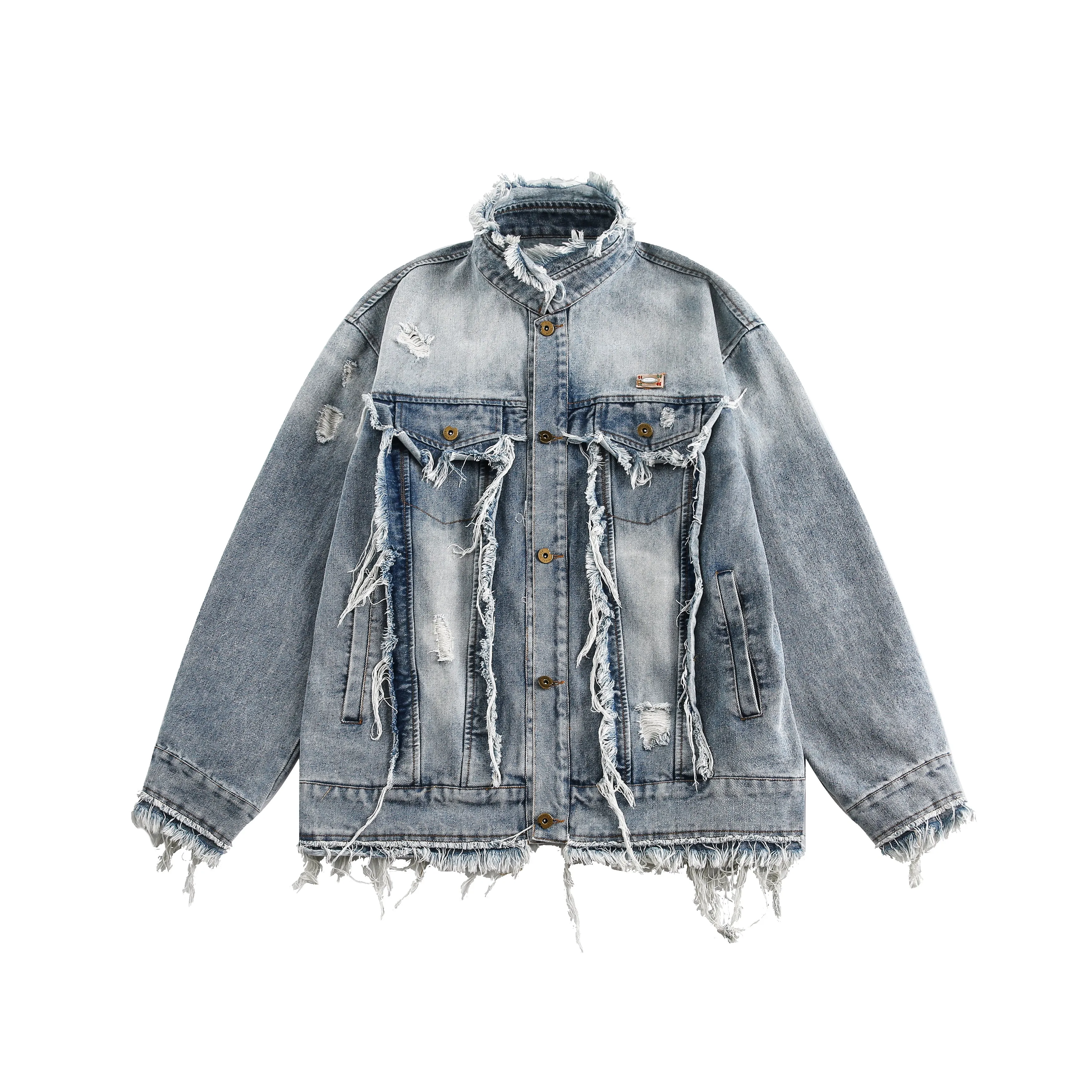 Faire Echo Vintage Washed Fringe Flight Jacket