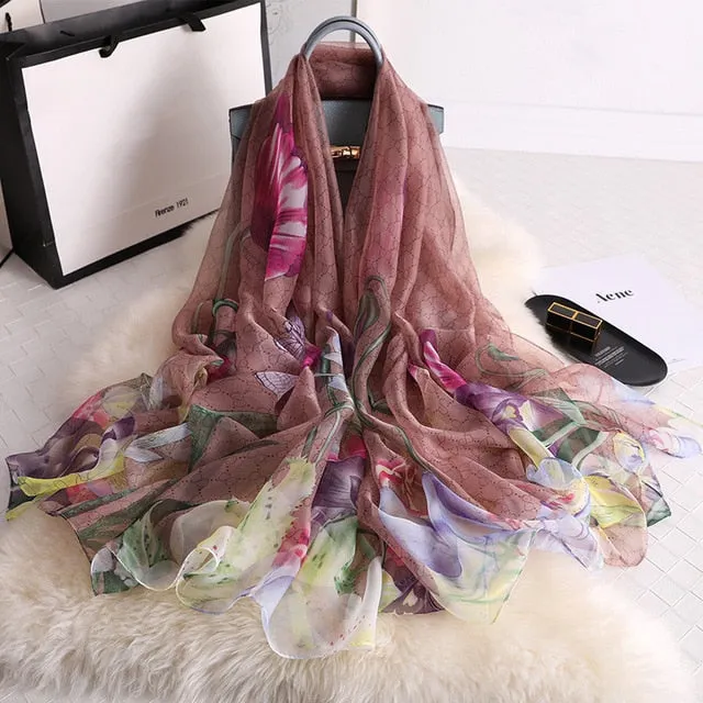 Fashion Silk Scarf Printed Bandana Shawl #LS-1