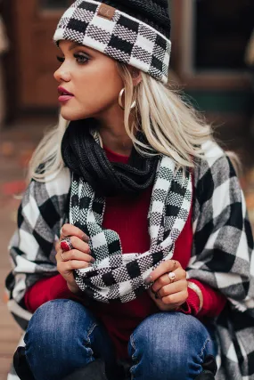 Favor The Cold Buffalo Check Infinity Scarf In Black