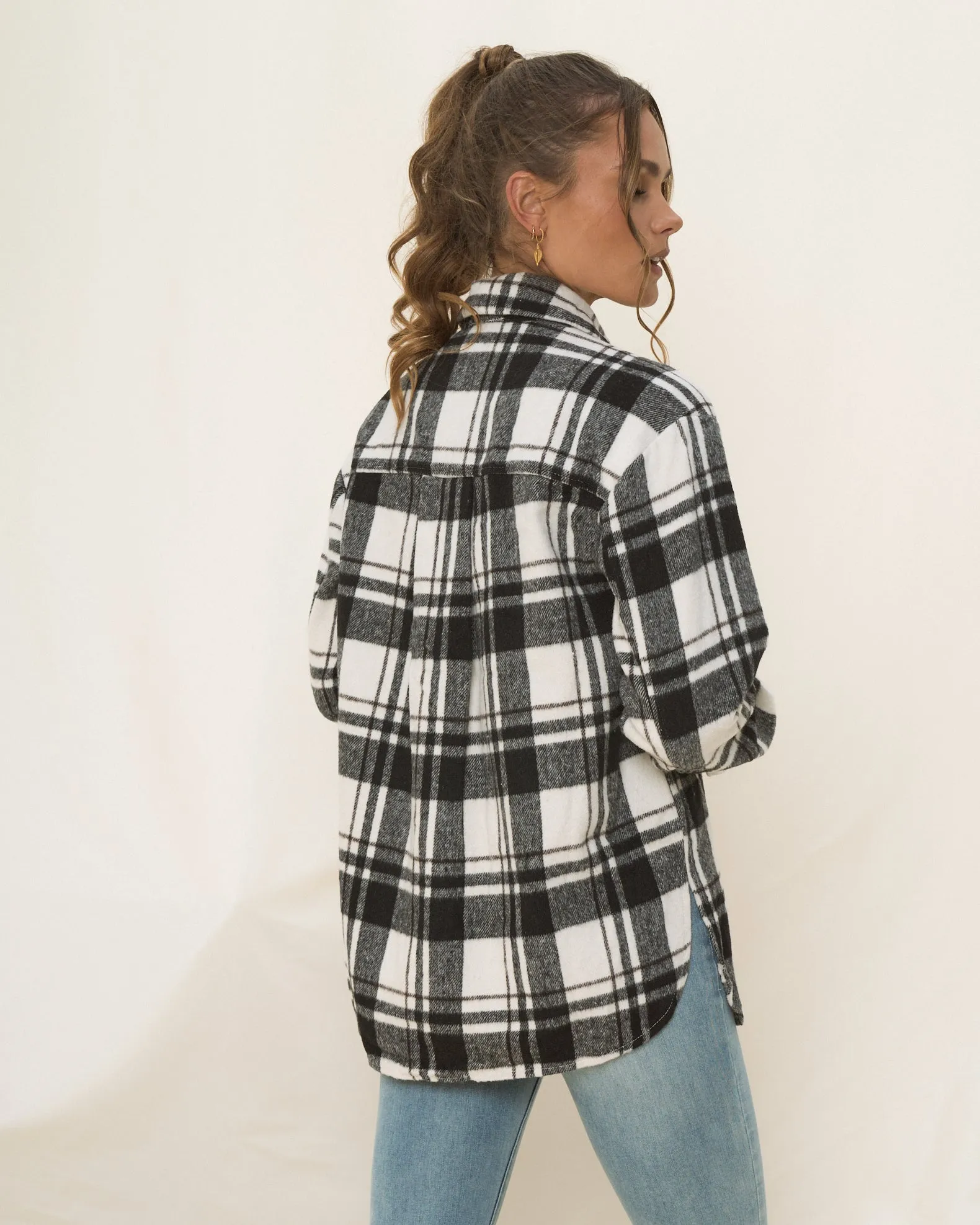 Flynn Black Check Wool Blend Shacket