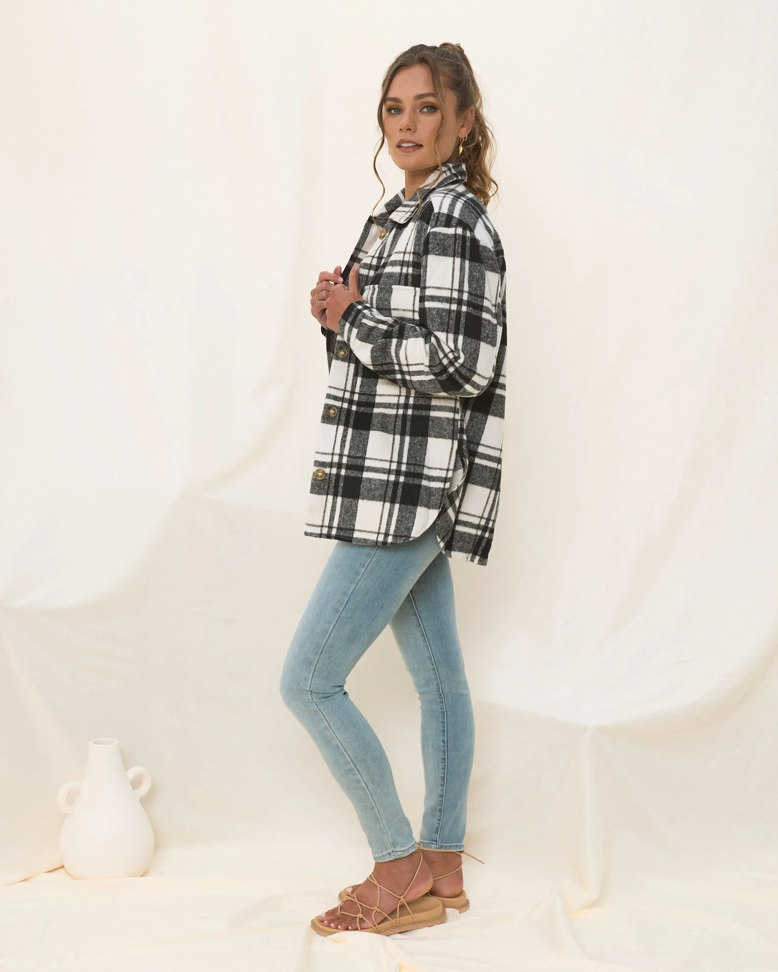 Flynn Black Check Wool Blend Shacket