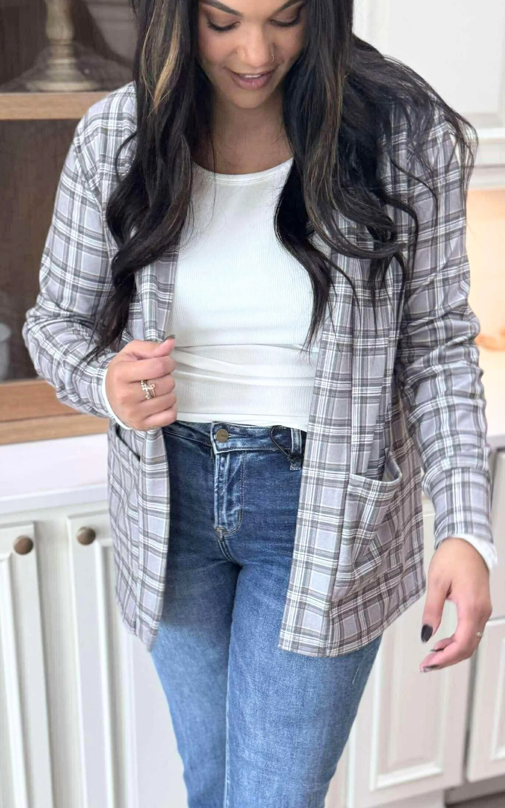 Forever Favorite Plaid Cardigan in Heather Grey #2 | Salty Wave **Start Ship Date: Nov 29th*DEAL