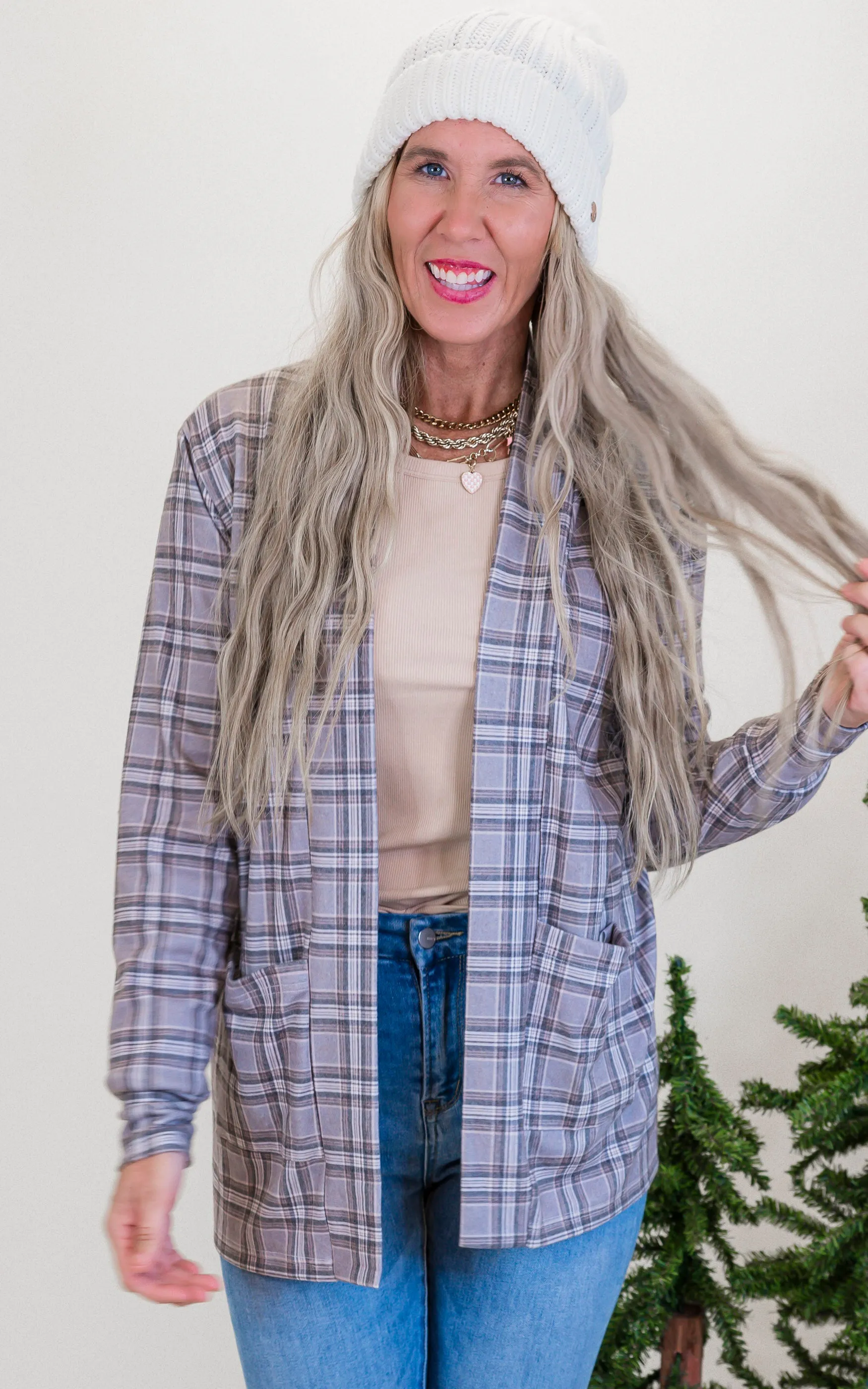 Forever Favorite Plaid Cardigan in Heather Grey #2 | Salty Wave **Start Ship Date: Nov 29th*DEAL