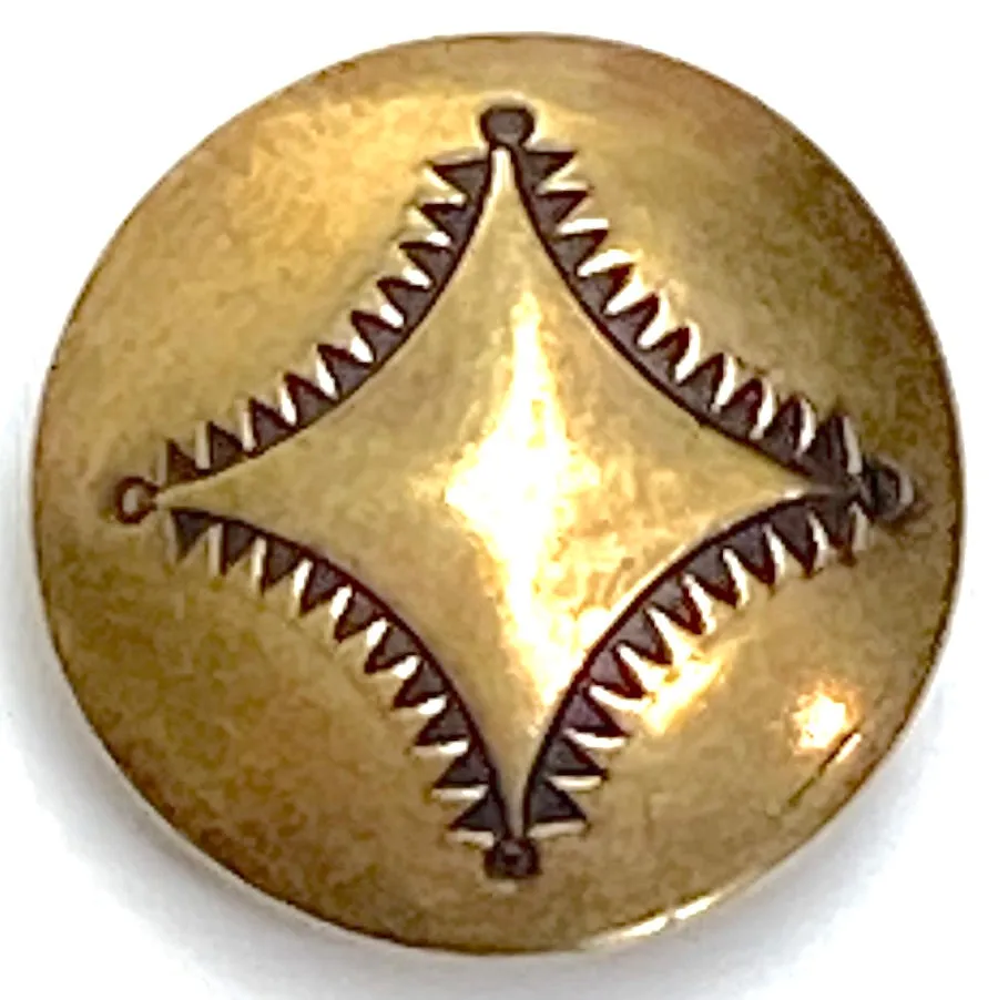 Four Corners Shiny Brass Concho Button 5/8" # WN13B