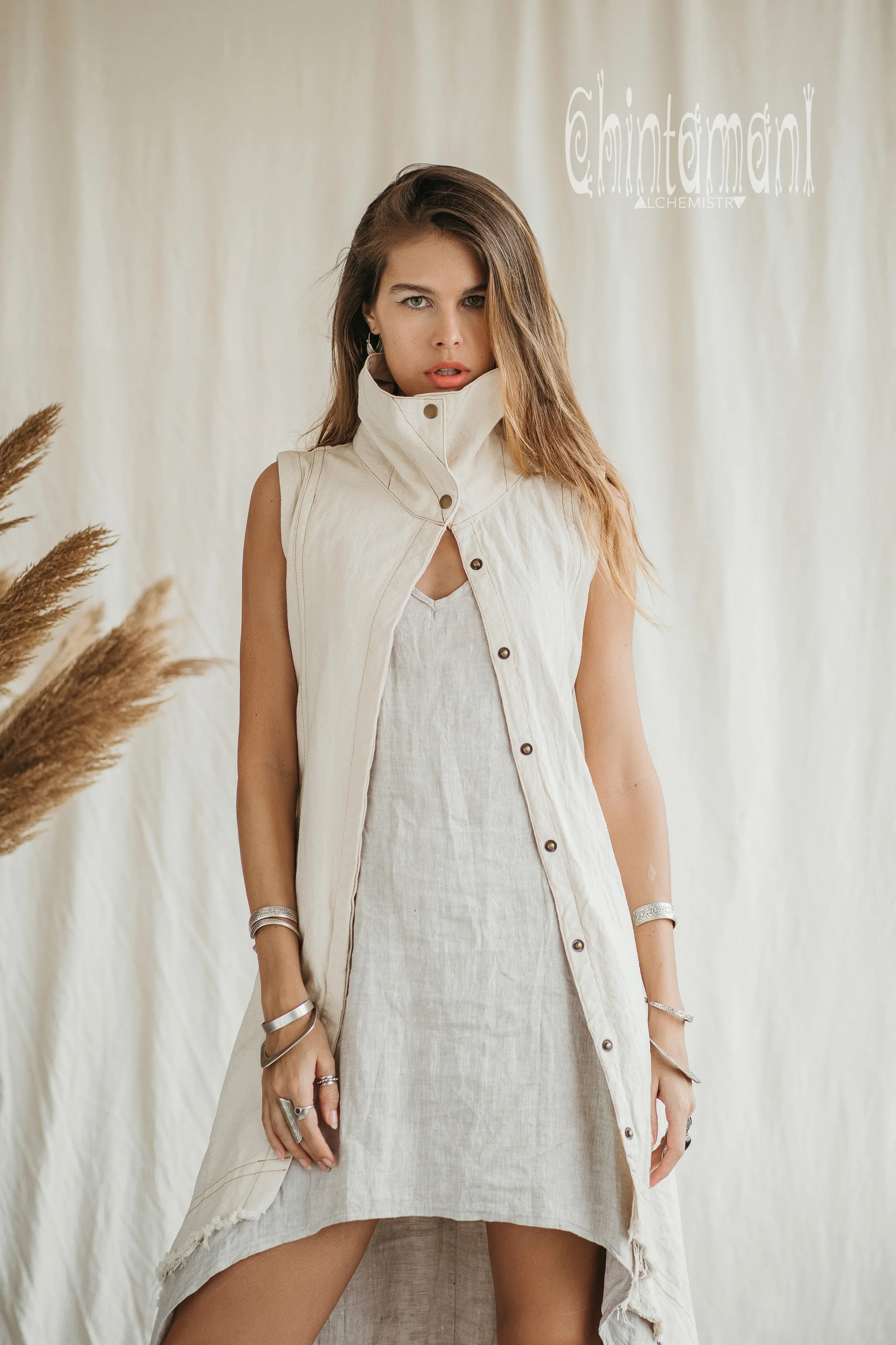 Frock Coat / Long Boho Vest / Cotton Canvas / Off White