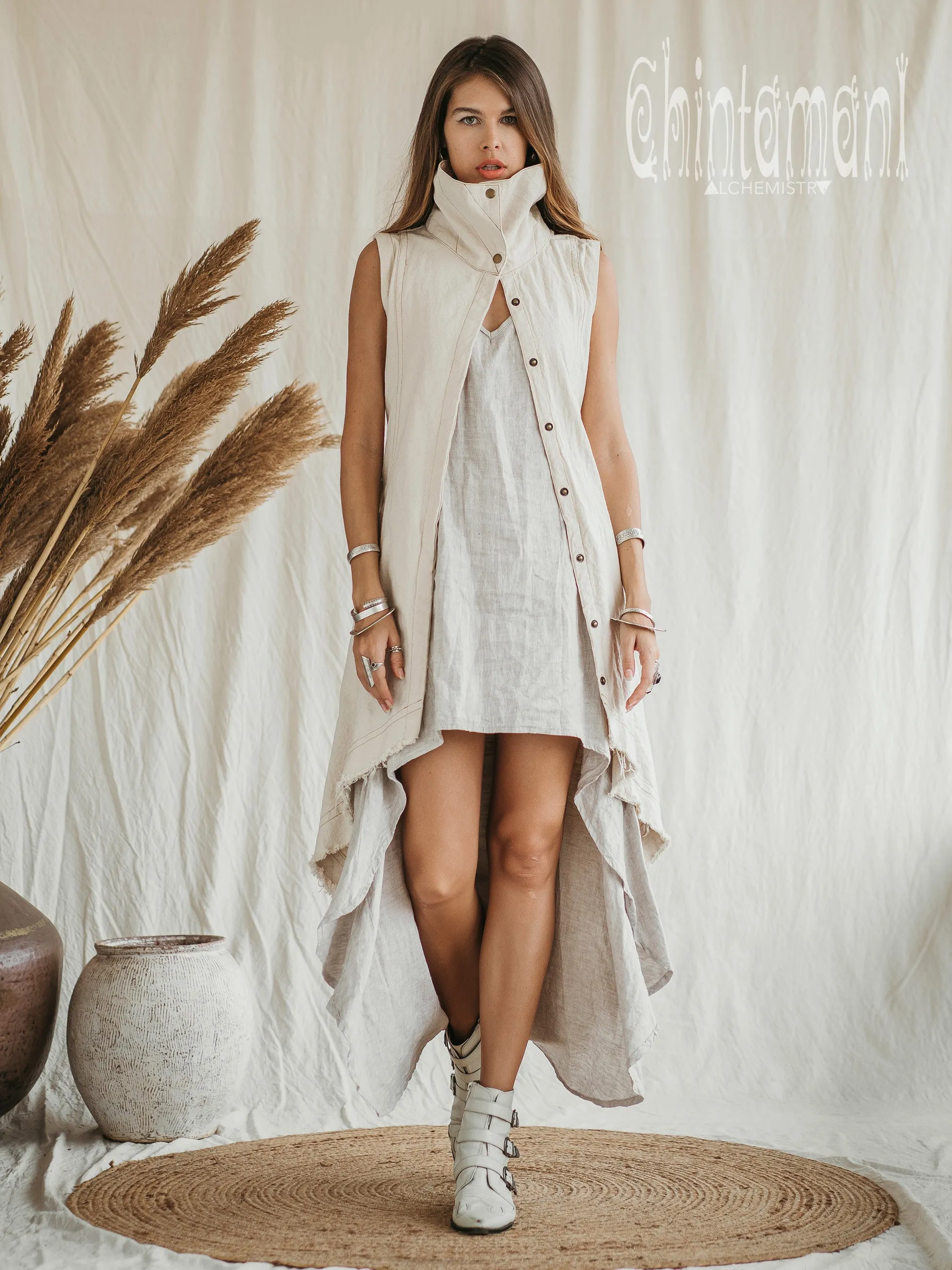 Frock Coat / Long Boho Vest / Cotton Canvas / Off White