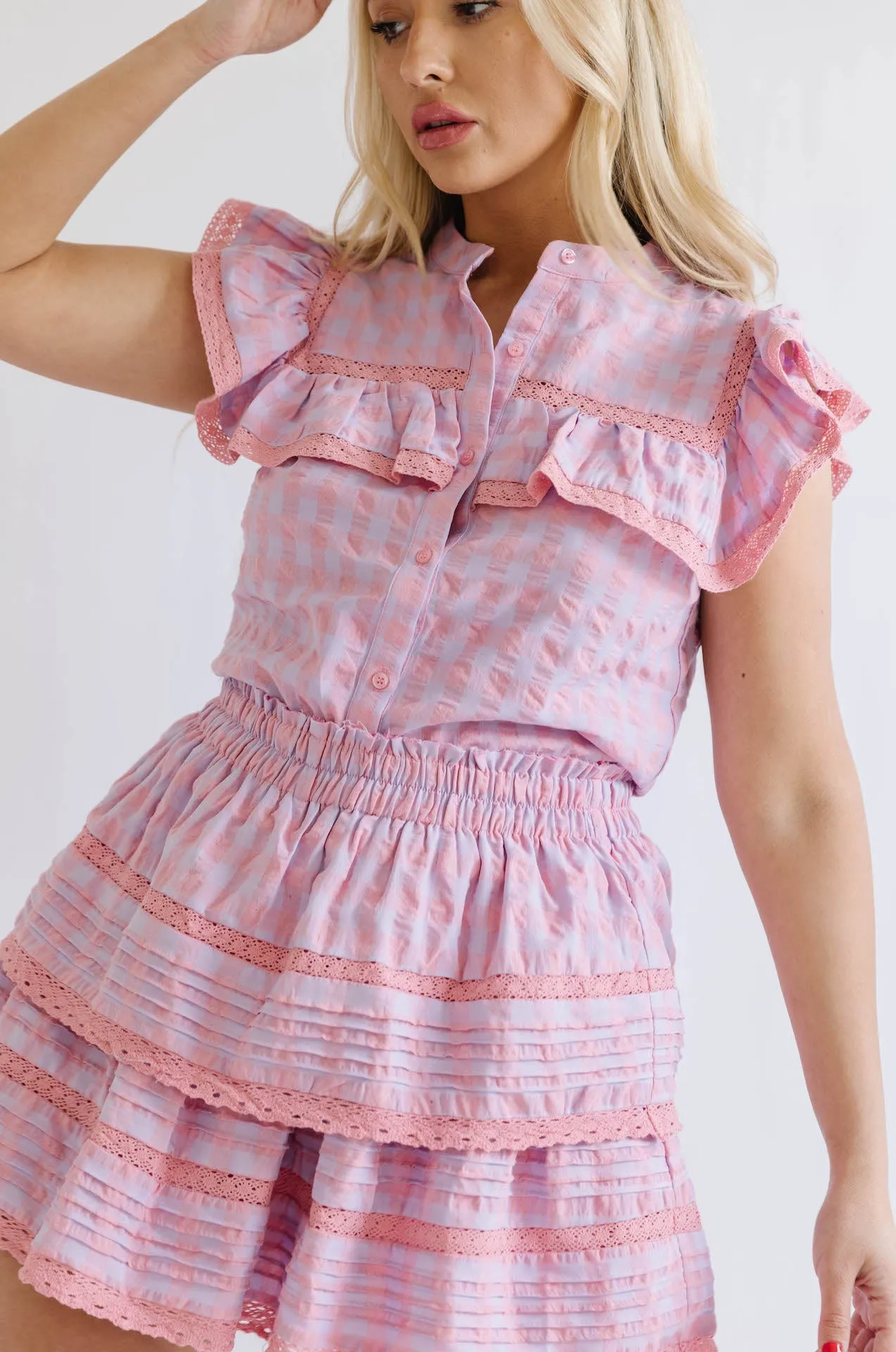 Georgie Gingham Ruffle Mini Skirt Set