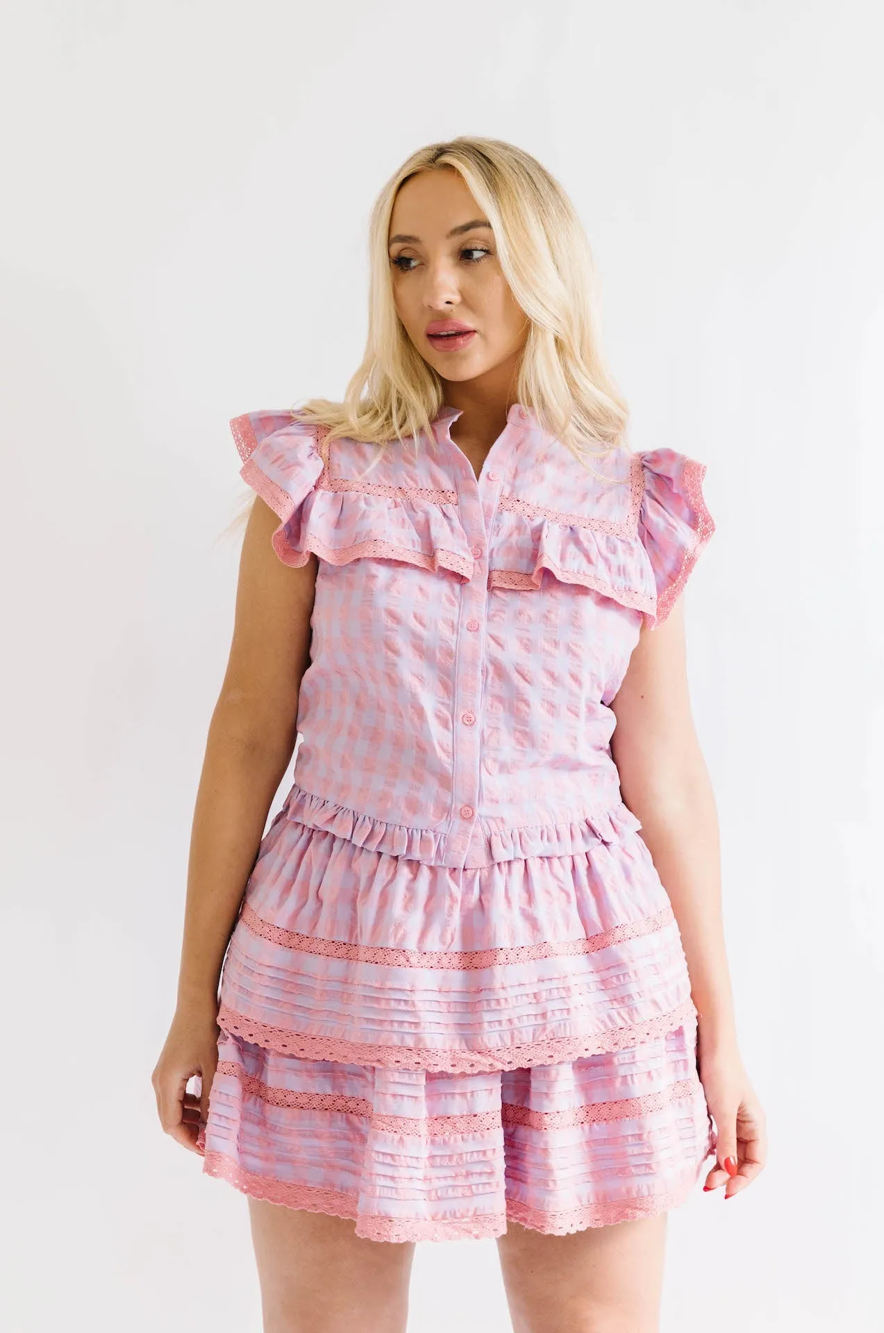 Georgie Gingham Ruffle Mini Skirt Set