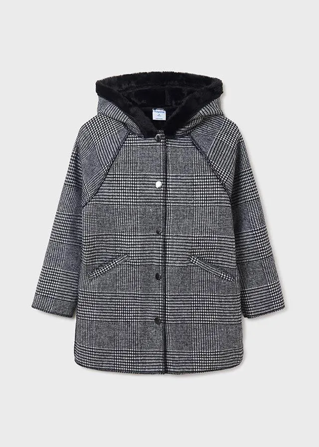 Girls Black Plaid Coat  | Mayoral