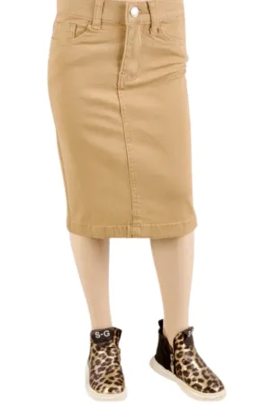 Girls Khaki Denim Skirt 77546