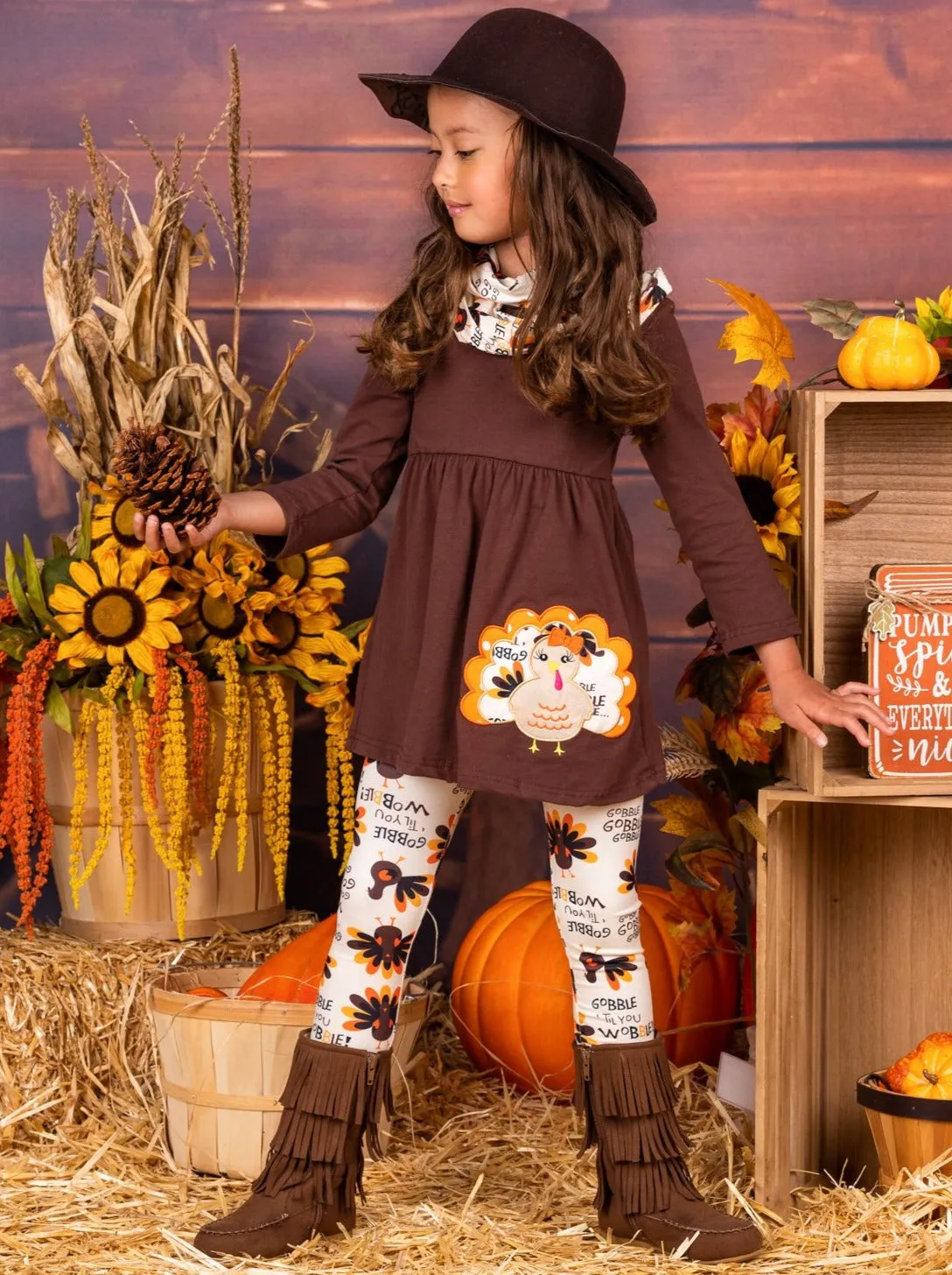 Gobble 'Til You Wobble Tunic, Legging And Scarf Set