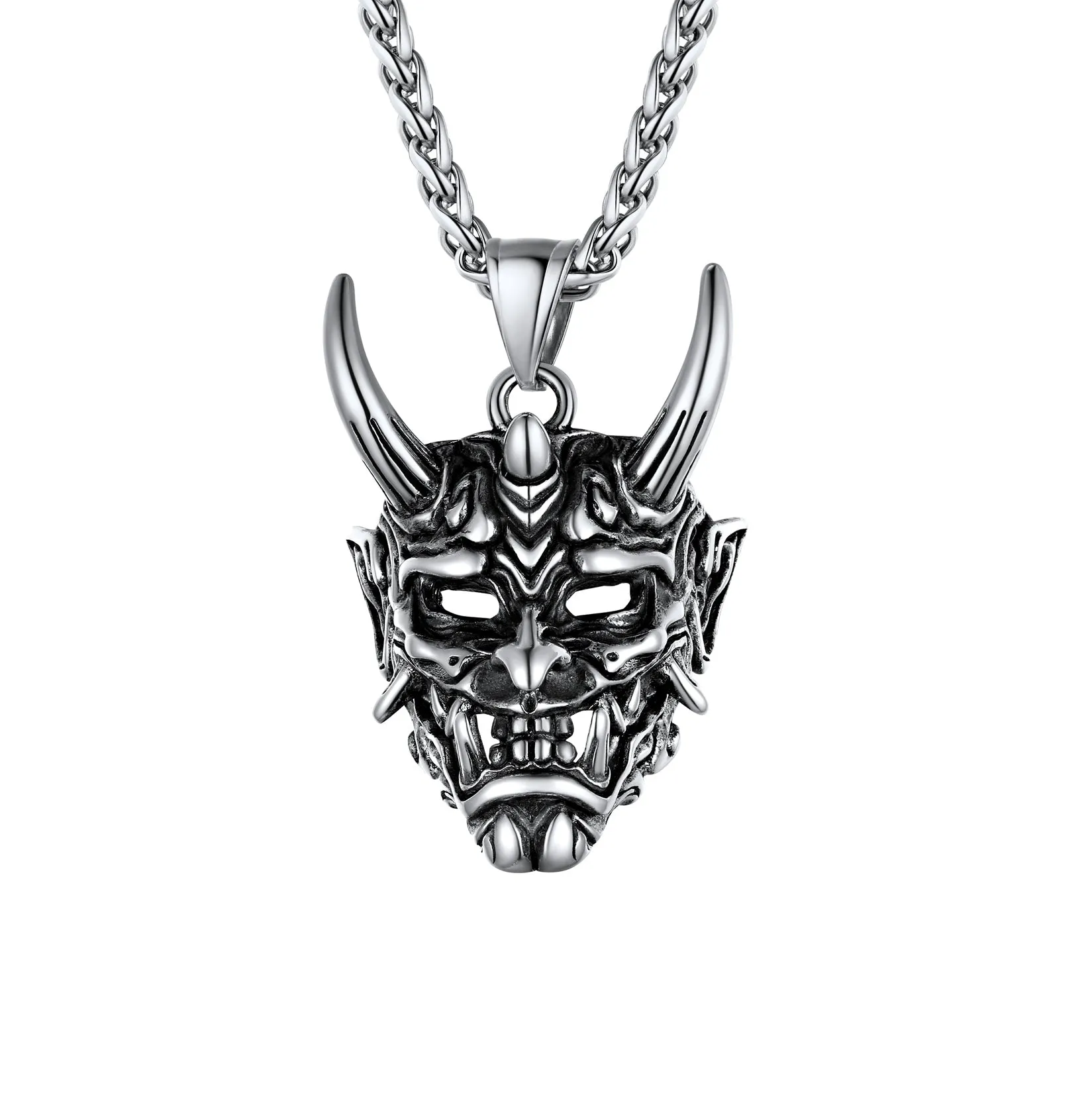 Gothic Evil Hannya Damon Mask Pendant Necklace for Men