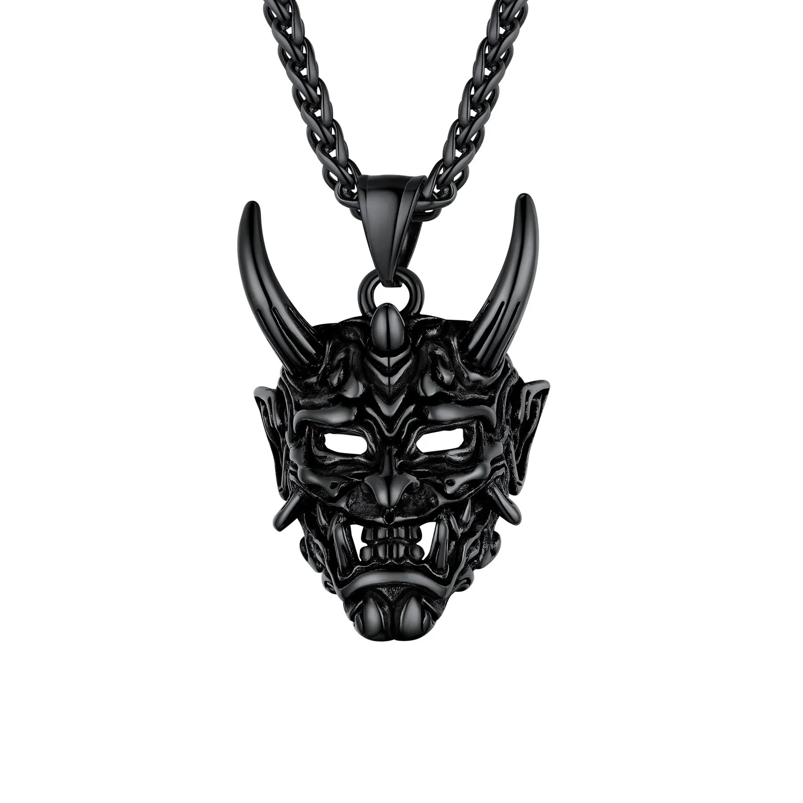 Gothic Evil Hannya Damon Mask Pendant Necklace for Men