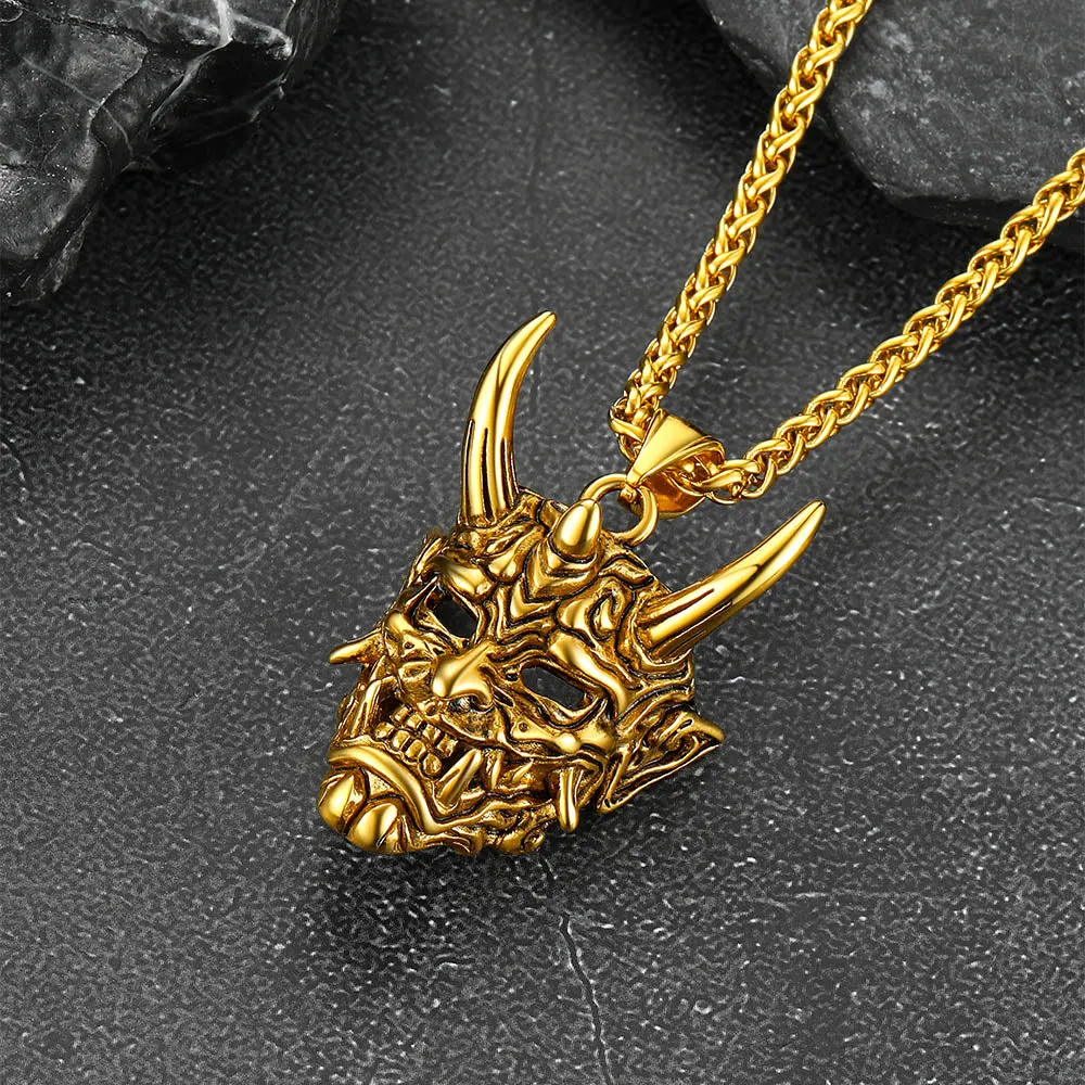 Gothic Evil Hannya Damon Mask Pendant Necklace for Men