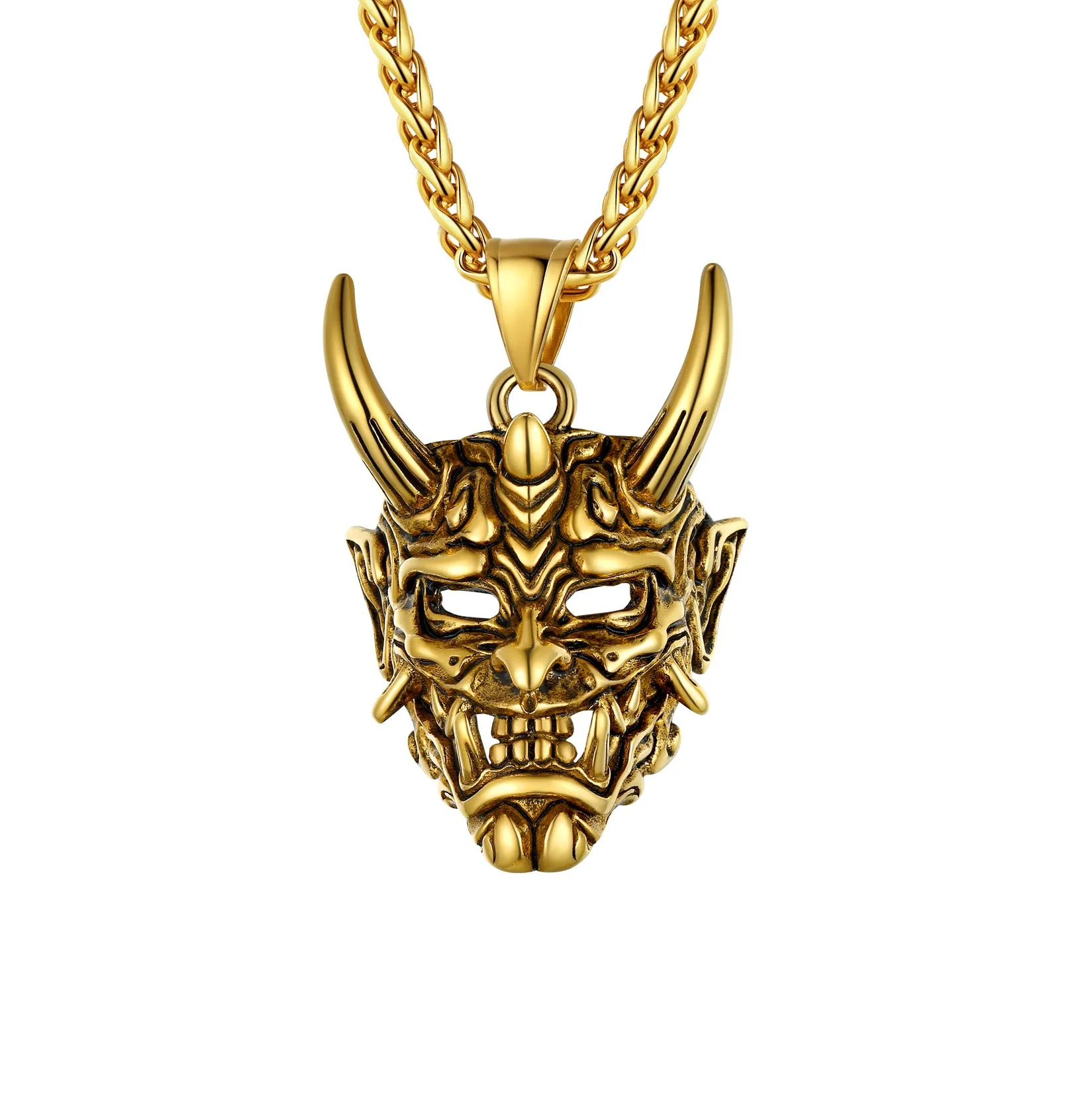 Gothic Evil Hannya Damon Mask Pendant Necklace for Men