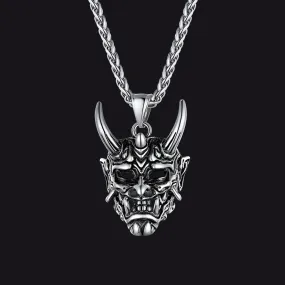 Gothic Evil Hannya Damon Mask Pendant Necklace for Men