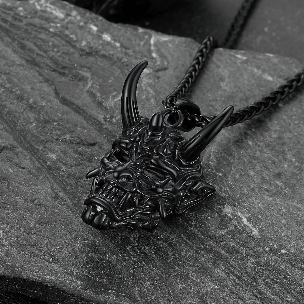 Gothic Evil Hannya Damon Mask Pendant Necklace for Men