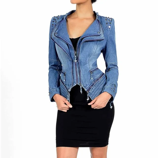 Gothic Slim Punk Style Lapel Zipper Rivet Jacket