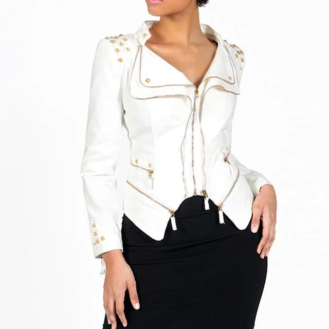 Gothic Slim Punk Style Lapel Zipper Rivet Jacket