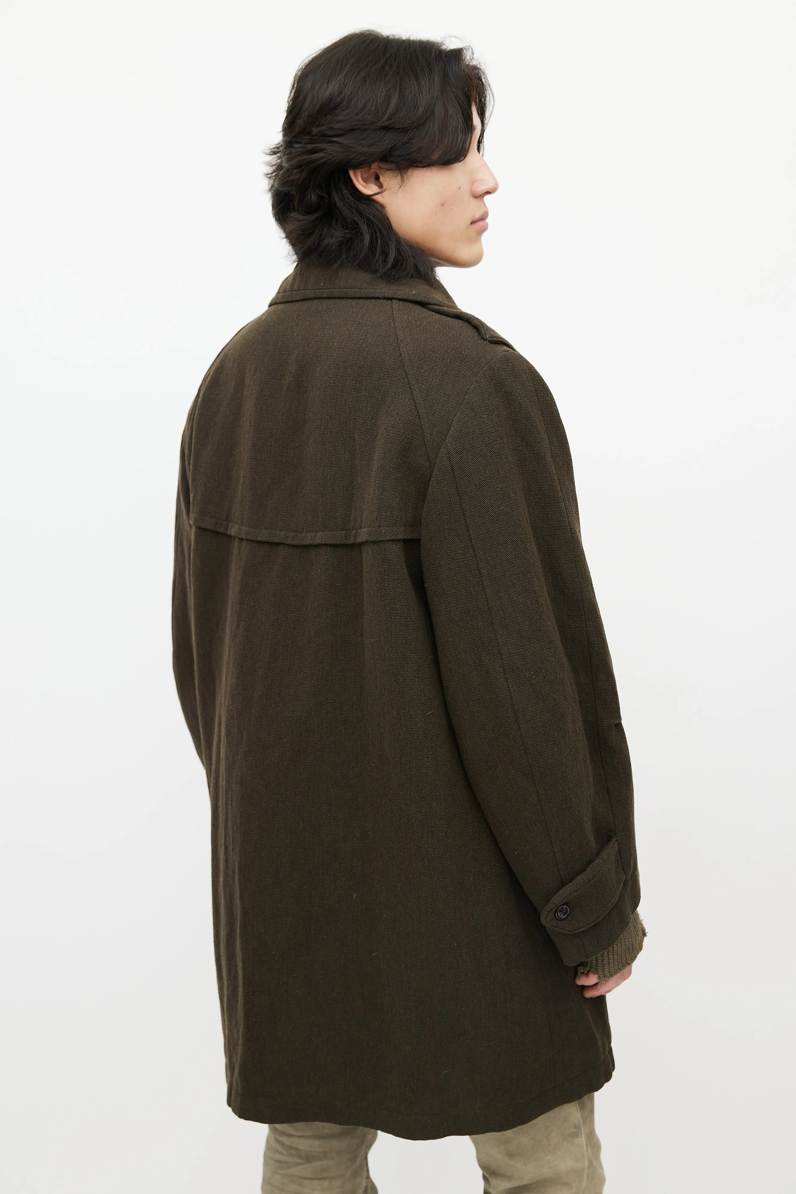 Green Wool Padded Coat