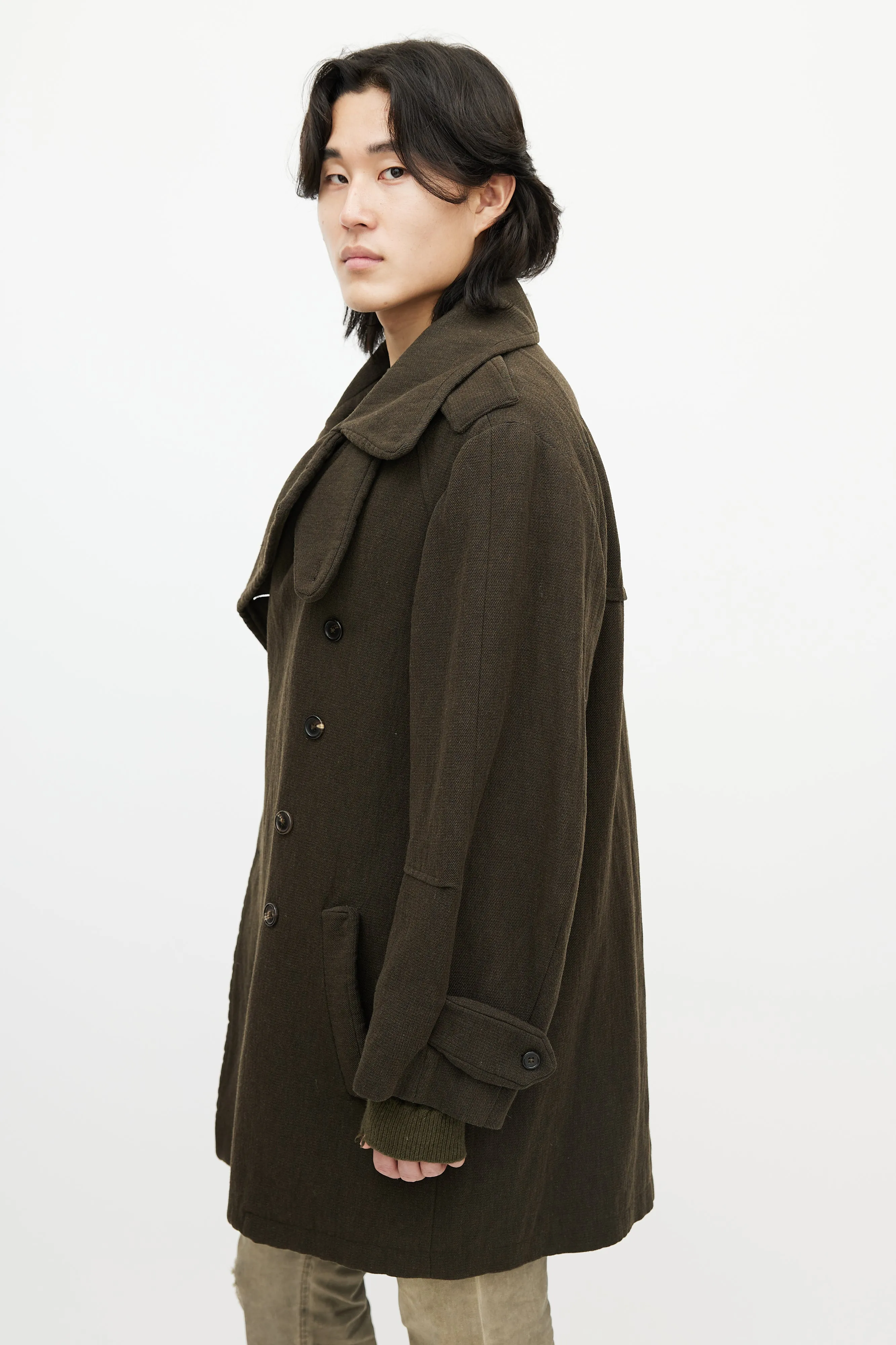 Green Wool Padded Coat