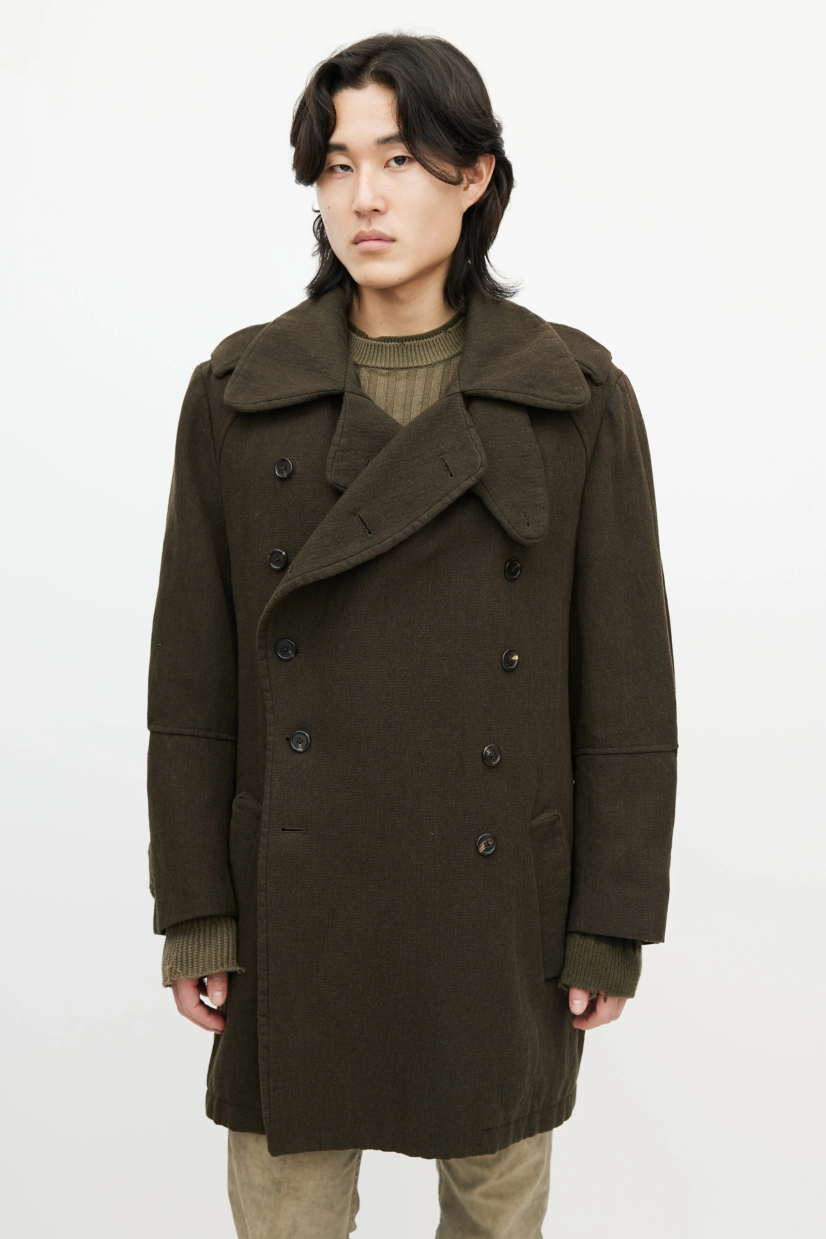 Green Wool Padded Coat