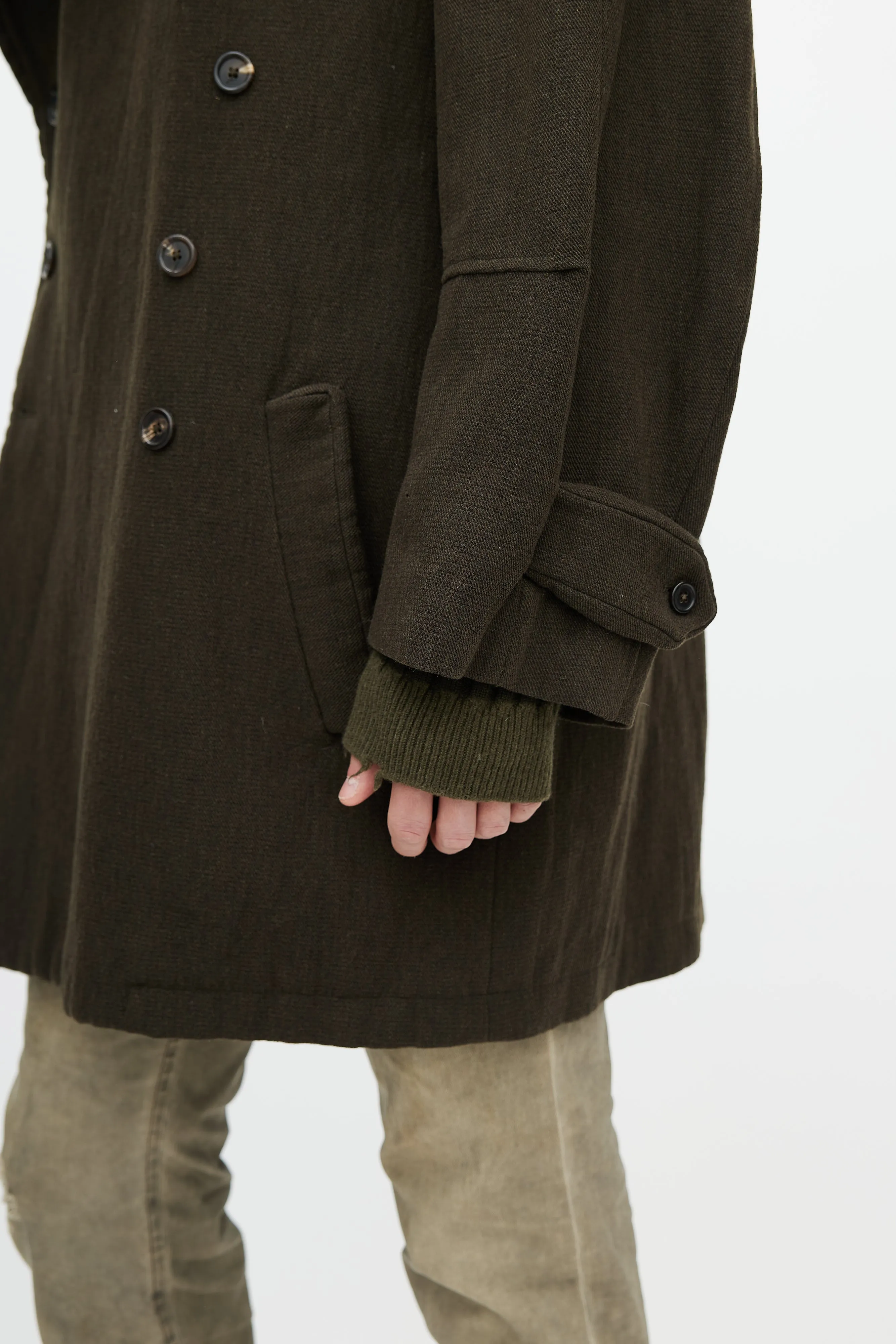 Green Wool Padded Coat