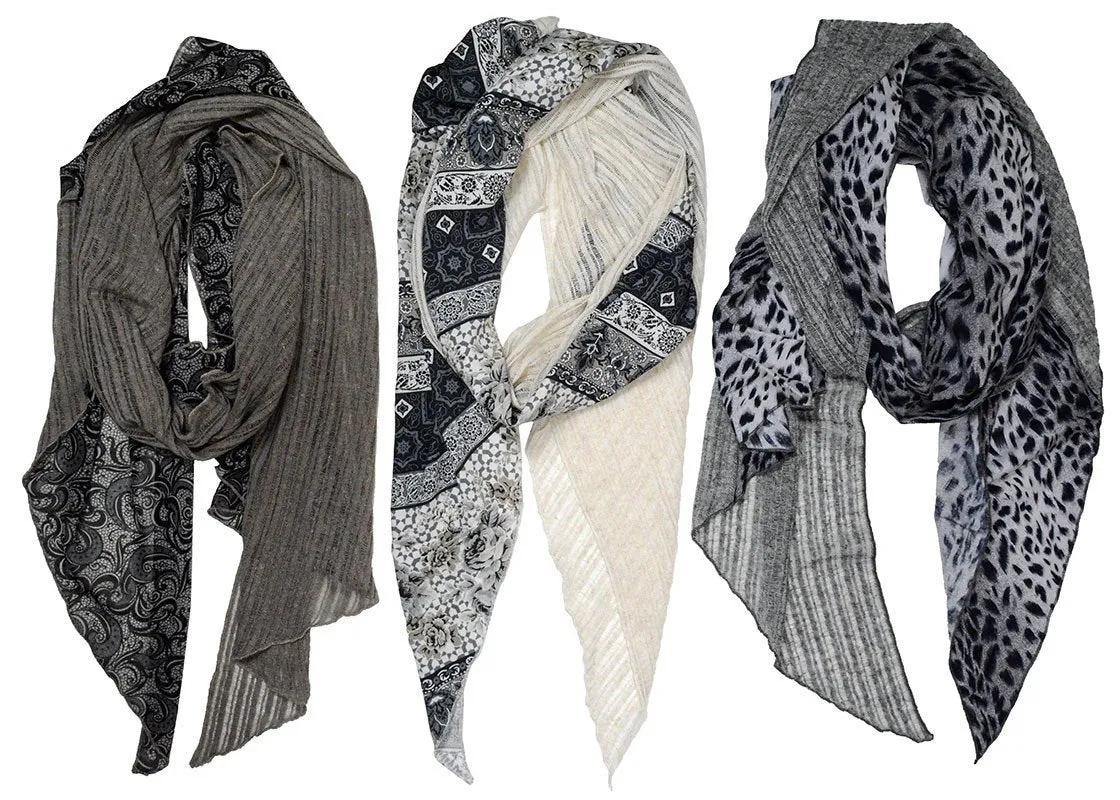 Handkerchief Scarf - Cotton Voile in Rain with White Burmese (Only Two Left!)