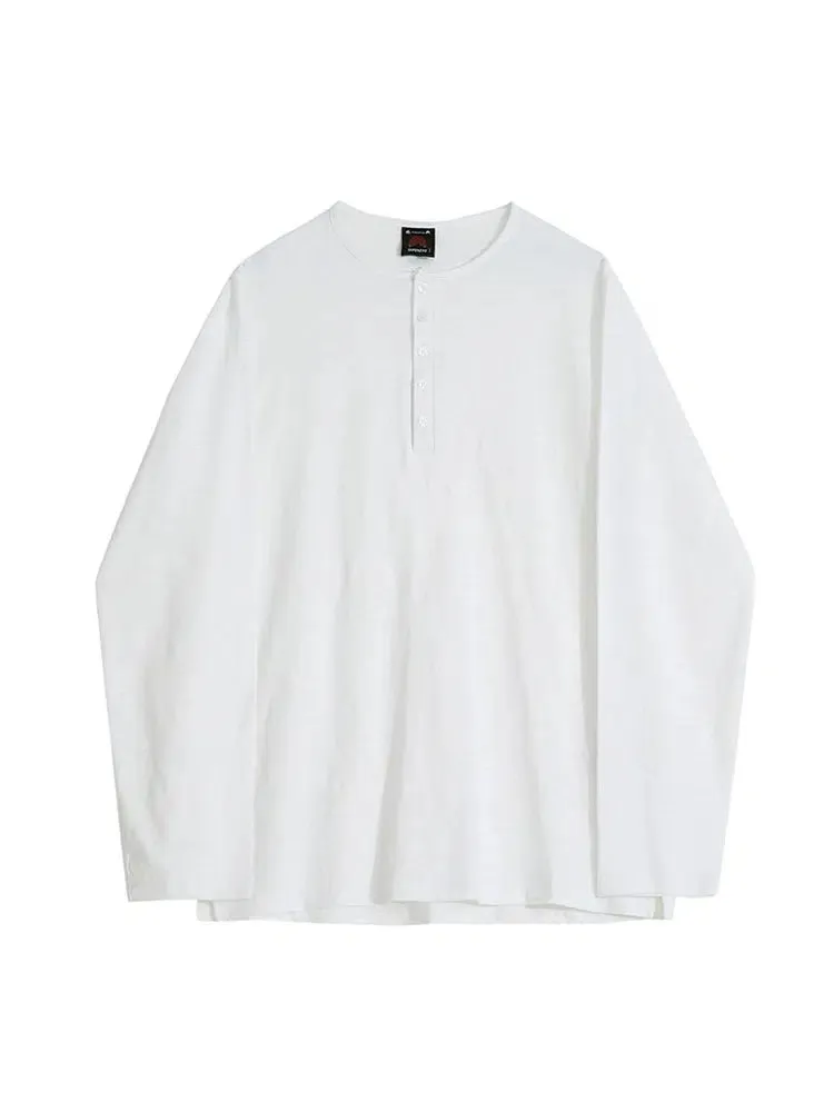 Henley Collar Long-sleeve Shirt