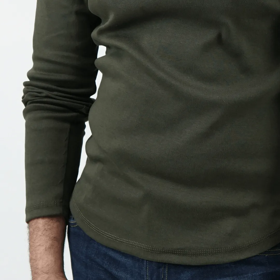 Henley Full Sleeves T-shirt - Olive Green