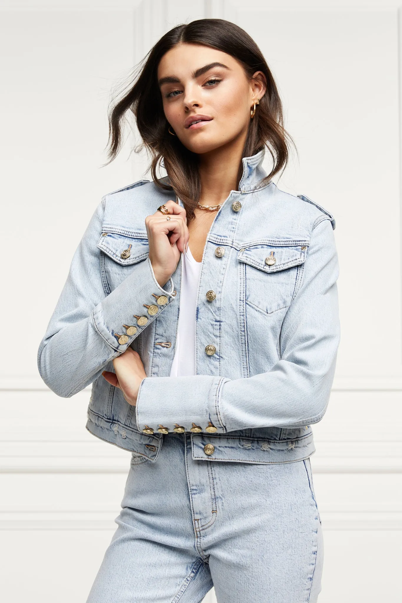 Holland Cooper Iconic Denim Jacket in Light Stone Wash